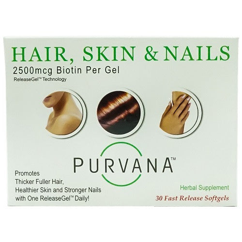 Purvana Hair, Skin And Nail Biotin Fast Release Softgels, 30 Ea